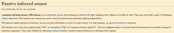 WiKi: Passive infrared sensor